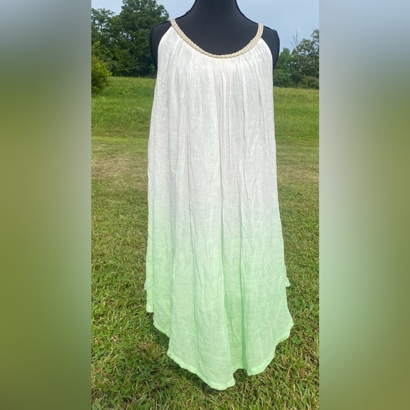 NWT Asymmetrical Cotton Gauze Cami Midi Dress Beach Cover Up sz L Boho Style - Picture 1 of 12